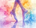 Ballet Dancer Shoes Artistic Watercolor Background Royalty Free Stock Photo