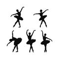 Ballet Dancer Silhouettes Set. Royalty Free Stock Photo