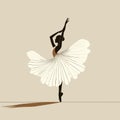 Ballet dancer in a white tutu, light background Vector Illustration, tiptoe pose, ballet performer, generative ai Royalty Free Stock Photo