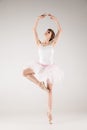 Ballet dancer in white tutu posing Royalty Free Stock Photo