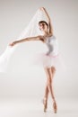 Ballet dancer in white tutu posing Royalty Free Stock Photo