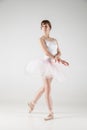 Ballet dancer in white tutu posing Royalty Free Stock Photo