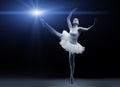 Ballet dancer in white tutu posing on one leg Royalty Free Stock Photo