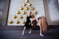 Ballet dancers on the city street Royalty Free Stock Photo