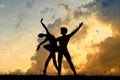 Ballet dancers couple at sunset Royalty Free Stock Photo