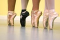Ballet dancers feet in pointe shoes