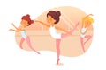 Ballet dancers lesson flat vector illustration