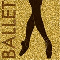 Ballet. Dancing silhouette on a gold background Royalty Free Stock Photo