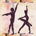 Ballet. Dancing silhouette on vintage background Royalty Free Stock Photo