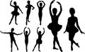 Ballet girls dancers silhouettes Royalty Free Stock Photo