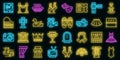 Ballet icons set vector neon Royalty Free Stock Photo