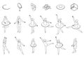 Ballet icons set vector outline Royalty Free Stock Photo