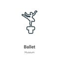 Ballet outline vector icon. Thin line black ballet icon, flat vector simple element illustration from editable museum concept Royalty Free Stock Photo