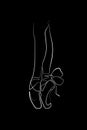 Ballet Pointe shoes continuous line drawing, vector illustration