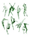 Ballet poses set. Dance. Watercolor illustration on white background. Royalty Free Stock Photo