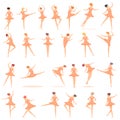 Ballet school icons set, cartoon style Royalty Free Stock Photo