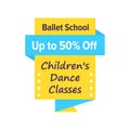 Ballet school label, children dance class sticker Royalty Free Stock Photo