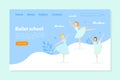 Ballet School Landing Page Template, Ballet Studio,Class, Choreography School for Kids Homepage, Website Vector