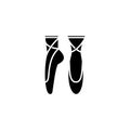 Ballet shoes black icon concept. Ballet shoes flat vector symbol, sign, illustration.