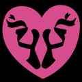Ballet Shoes Icon Concluded In Pink The Heart On A Black Background.