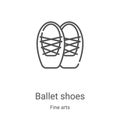 ballet shoes icon vector from fine arts collection. Thin line ballet shoes outline icon vector illustration. Linear symbol for use
