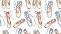 Ballet Shoes Pattern on White Background Royalty Free Stock Photo