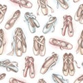Ballet Shoes Pattern on White Background Royalty Free Stock Photo