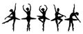 Ballet silhouette ballerina Beautiful set Royalty Free Stock Photo