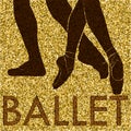 Ballet. Dancing silhouette on a gold background Royalty Free Stock Photo