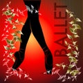 Ballet. Dancing silhouette on a red background Royalty Free Stock Photo