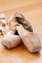 Ballet slippers in well-worn condition Royalty Free Stock Photo