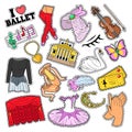 Ballet Stickers, Badges, Patches Set with Theater Elements