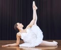 Ballet, theatre and dancer in a stage performance showing balance, flexibility and elegant movement. Creative, concert Royalty Free Stock Photo