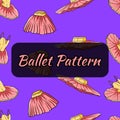 Ballet-themed pattern. Dance tutus and dresses. Seamless pattern.