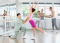 Ballet training for teenagers in a ballet studio under the guidance of choreographer Royalty Free Stock Photo