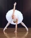 Ballet woman dancer, dancing on a theatre stage and doing a creative artistic performance. Training to dance means Royalty Free Stock Photo