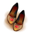 Ballets flats shoes with red brooch