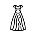 ballgown bride dress line icon vector illustration