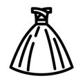 ballgown bride dress line icon vector illustration