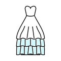 ballgown wedding dress color icon vector illustration