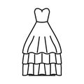 ballgown wedding dress line icon vector illustration