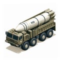 Ballistic missile launcher truck, illustration in the form of an isometric object isolated on a white background 2