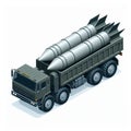 Ballistic missile launcher truck, illustration in the form of an isometric object isolated on a white background 3