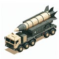 Ballistic missile launcher truck, illustration in the form of an isometric object isolated on a white background 4