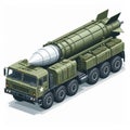 Ballistic missile launcher truck, illustration in the form of an isometric object isolated on a white background 5