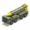 Ballistic missile launcher truck, illustration in the form of an isometric object isolated on a white background 7