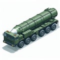 Ballistic missile launcher truck, illustration in the form of an isometric object isolated on a white background 8