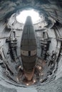 Ballistic nuclear missile inside military silo showcased in an underground setting Royalty Free Stock Photo