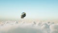 Ballistic nuclear rocket flying over clouds. War and military concept. 3d rendering.