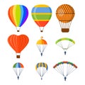 Ballon aerostat transport vector set. Royalty Free Stock Photo